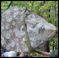 CARLISLE MOON - 2006 - Granite - 45" x 73" x 20" - One of two carved stones for "Vivian's Place", a memorial to Vivian Chaput in Carlisle, MA
